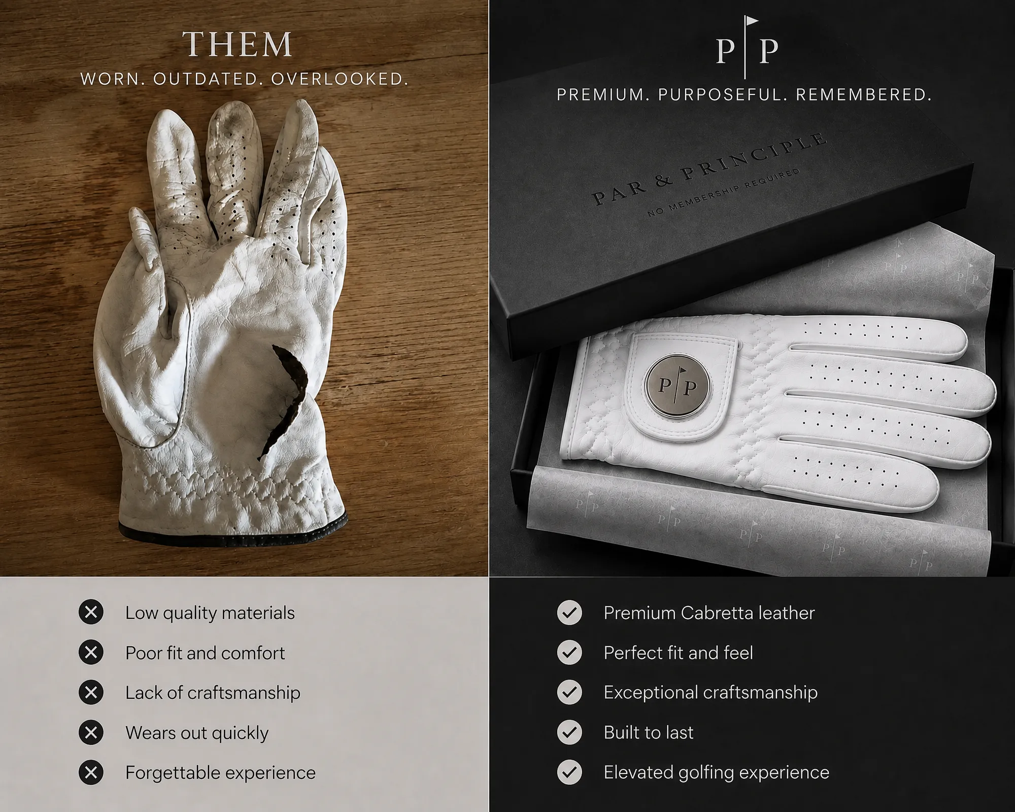 Par & Principle vs ordinary golf gloves